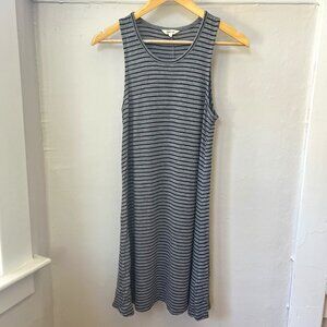 Madewell Jersey Knit Highpoint Tank Dress in Black and Grey Stripe